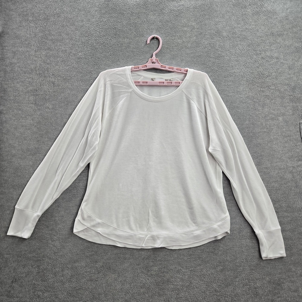 Athleta Women Sweatshirt XL White Activewear Long Sleeve Modal Polyester READ‎